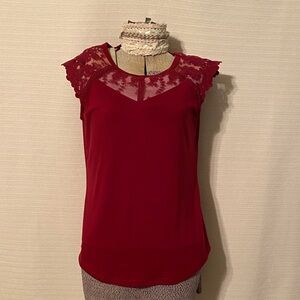 Elegant Red Lace Women's Top